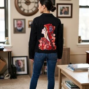 Time and Tru Black Jean Jacket